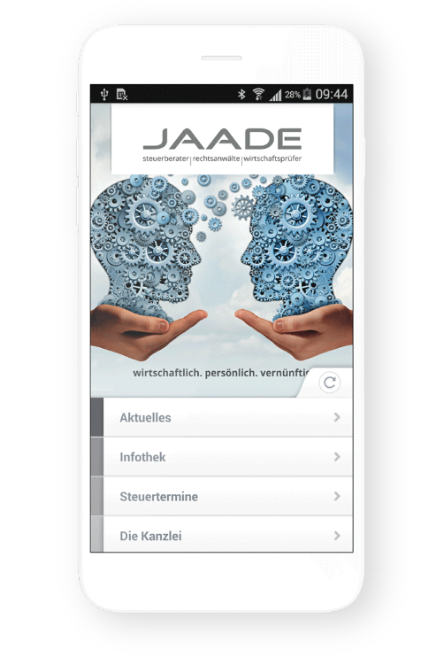 Mobiltelefon zeigt JAADE App an